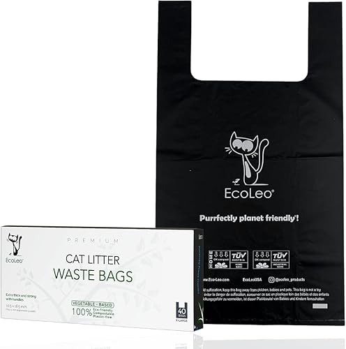 Bolsas de basura para desechos de gatos  XL, compostables, sin plástico, gruesas, sin fines de lucro, bolsas para mascotas y perros con asas fáciles