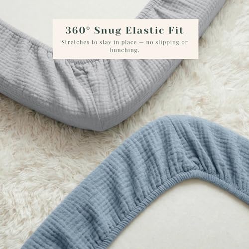 Image of 3 Pack Muslin Bassinet Fitted Sheets for Bedside Sleepers | Soft Cotton Baby Sheet Set Compatible with Baby Delight for Boys and Girls, Dream On Me, AMKE and Other Rectangle Mattresses