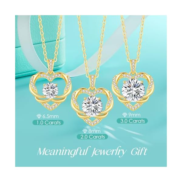 OOBEE Moissanite Heart Necklace for Women 925 Sterling Silver Fine Jewelry Twist Pendant, Valentine Anniversary Birthday Gift for Wife, Mom, Girlfriend - Image 5