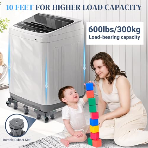 W B D WEIBIDA Soporte Mejorado para Lavadora y Secadora con 10 pies y 4 ruedas, Ancho Ajustable de 61 a 78cm, Antideslizante, Amortiguador, Base de Tamaño Completo para Secadoras y Neveras Grandes - imagen 4
