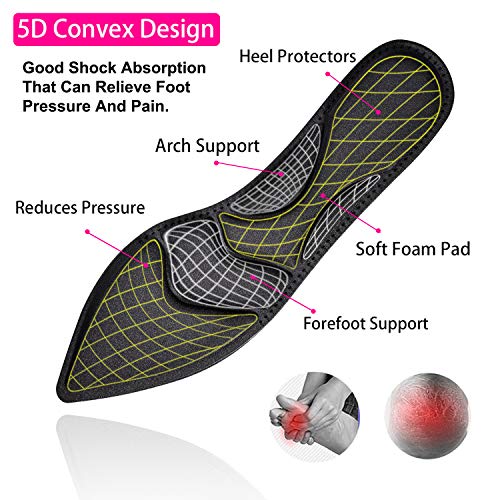 Image of Shoe Insoles Women, Arch Support Insoles Breathable, New Material,5D Sponge Barefoot Comfort Insoles and High Heel Inserts (Black)