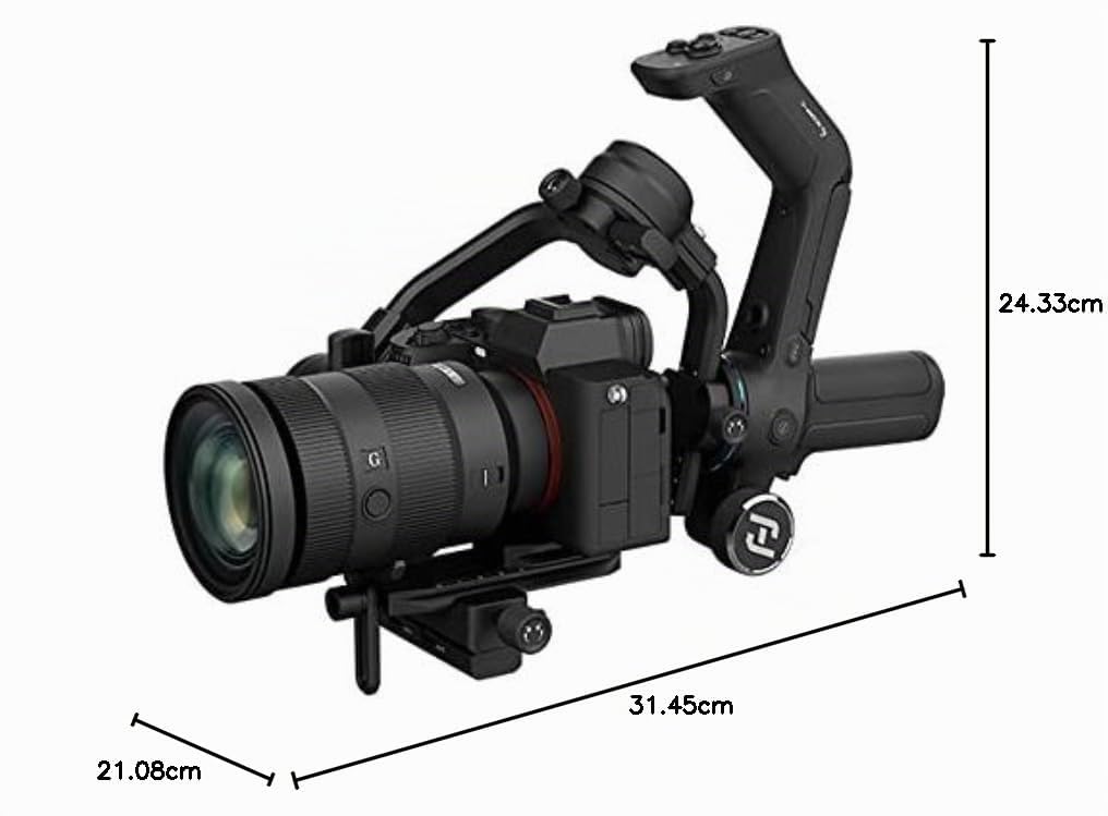 FeiyuTech SCORP-C [ufficiale] Stabilizzatore Fotocamera, Gimbal 3 assi per Fotocamera digitale Mirrorless DSLR, Carico utile fino a 2,5kg, Compatibile con Canon, Sony, Nikon, Fujifilm