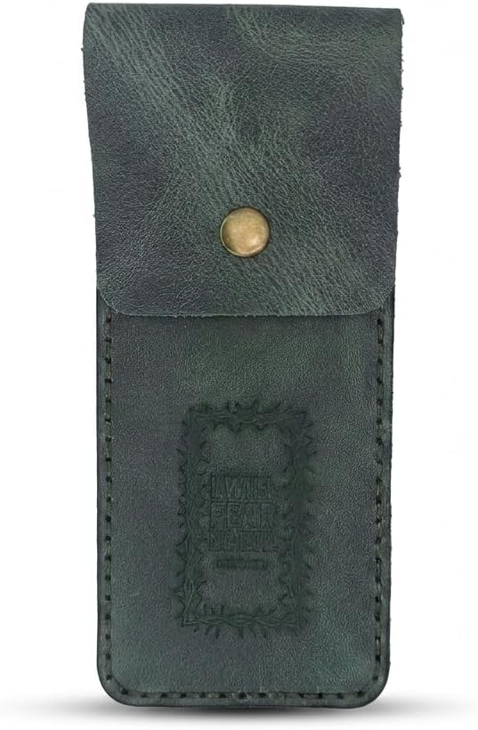 I Will Fear No Evil Leather Pen Sleeve Case, Christian Gifts for Men and Women, Full Grain Cowhide, Eden Green