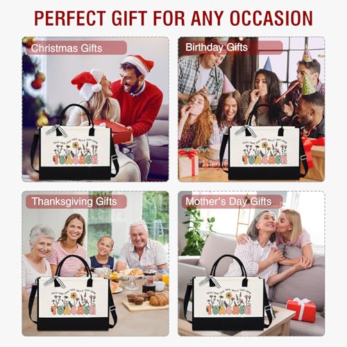 Image of XIKAINUO Teacher Appreciation Gifts for Women, Best Teacher Canvas Tote Bags With Zipper for Women Birthday Graduation Valentines Day Christmas Gift, Unique Gifts Ideas from Students