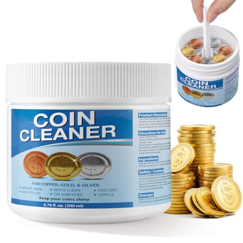 Loopeer 6.76 OZ Coin Cleaner for Collectors - Safe for Gold Silver Coins Coin Cleaning Kit with Cleaning Basket Friendly Coins Cleaner & Protector Supplies for Collectors