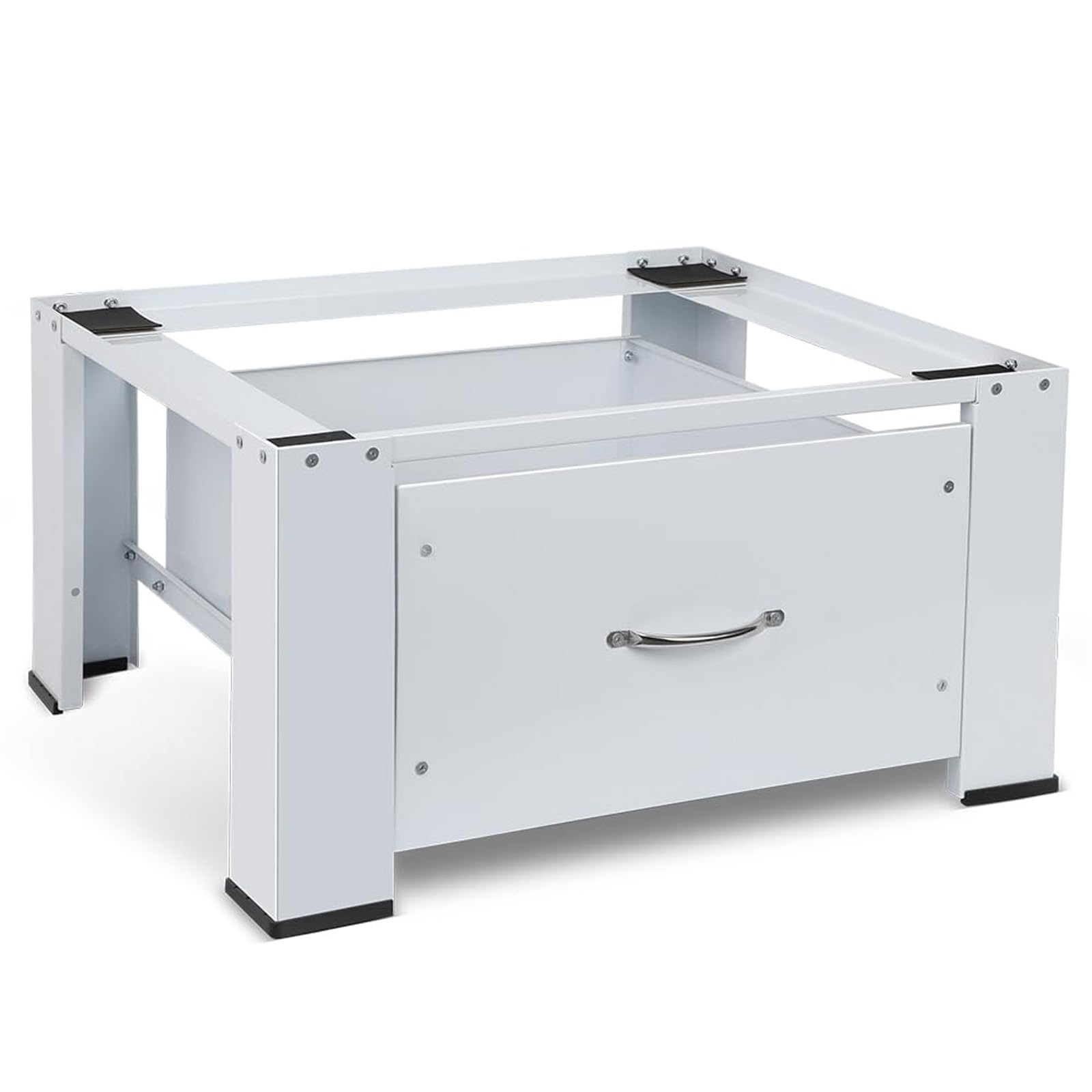 Base in metallo per lavatrice con cassetto – 64 x 54,5 x 32 cm (larghezza) x 32 cm (altezza) – portata fino a 150 kg – con cuscinetti antiscivolo, base stabile, piedistallo rialzo per asciugatrice