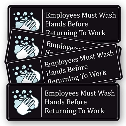 Bilingual Hand Washing Signs, 2Pack Employees Must Wash Hands Before Returning