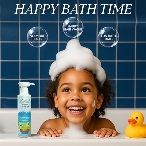 Image of Kids Shampoo | Gentle Foaming Hair Cleanser with Rice Water Oat & Hydrolyzed Rice Protein | Enriched with Apricot Kernel Oil Aloe Vera & Hibiscus | Paraben-Free Daily Shampoo | Includes Fun Cut & Glue Toy | 200 ml (5+ Years)