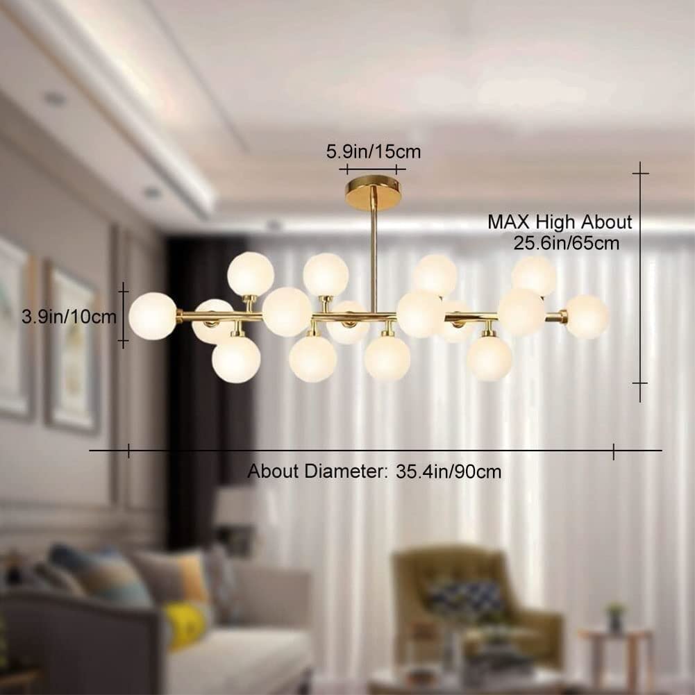 Lampadario Mid Century con Globo in Vetro, Lampada a Sospensione lineare sopra Il Tavolo, Lampada da soffitto Regolabile per Soggiorno, Sala da Pranzo, Camera da Letto, Isola cucin
