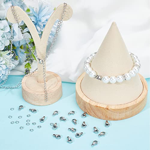 SUNNYCLUE 1 Box 240Pcs Lobster Claw Clasps 304 Stainless Steel Lobster Clasps with 120Pcs Open Jump Rings Kit Silver Necklace Bracelet Clasp Fasteners Hook for Jewellery Making Accessories DIY Craft - Image 4