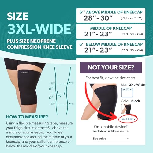 Image of BraceAbility Plus Size Neoprene Knee Sleeve - Compression Support Brace for Bariatric Women or Men with Arthritis Joint Pain, Fitting Overweight to Obese Thighs and Legs (3X-Large Wide)