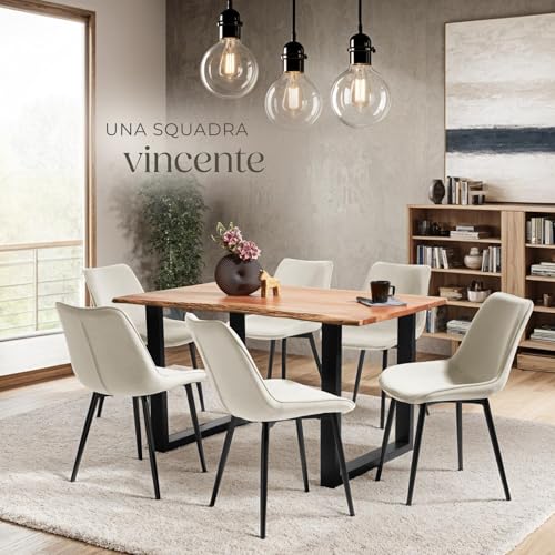 Tectake® Set 2 Sedie Sala Da Pranzo Effetto Velluto, Sedie Soggiorno Con Morbida Imbottitura, Seduta Ergonomica, Poltrone Velluto Versatili, Sedie Design Moderno - Crema - 2