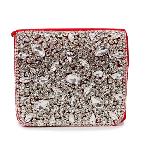 Image of THE TAN CLAN Kavya Beige Flap Over Bag Clutch Purses Luxury Evening Handbags with Handle
