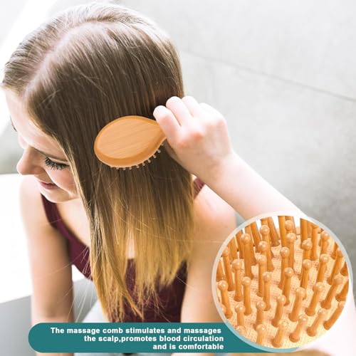 Image of Sleek Hair Brush, Wooden Hair Brush 3-Piece Set, Bamboo Vent Cushion Comb for Smoothing and Styling, Compact Design for Personal Use and Travel