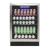 Vinotemp Beverage Refrigerator and Cooler 161 Can Capacity Mini Drink Fridge with Adjustable Temperature Control and Glass Door, 161 Can, Stainless Steel.
