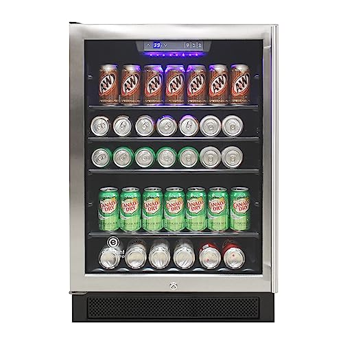 Image of Vinotemp Beverage Refrigerator and Cooler 161 Can Capacity Mini Drink Fridge with Adjustable Temperature Control and Glass Door, 161 Can, Stainless Steel.