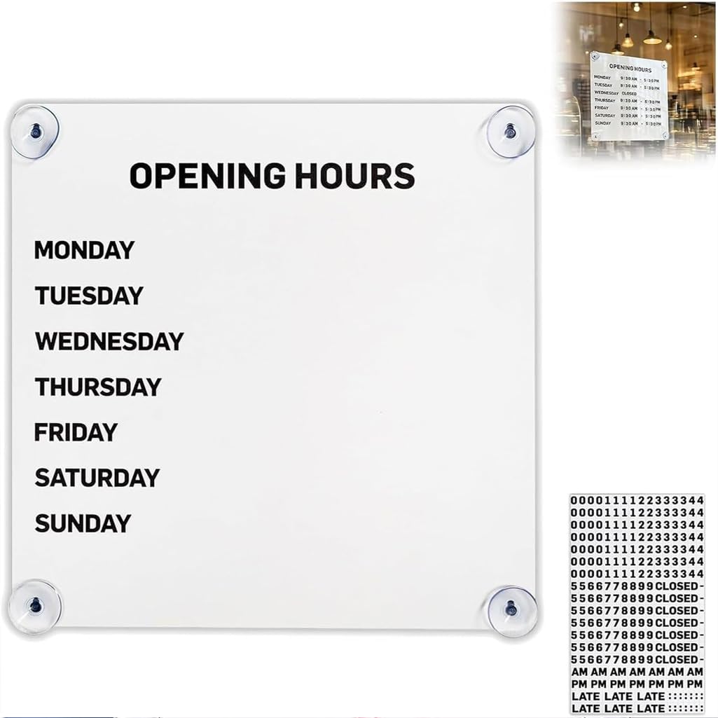 Señal horario comercial 10,24 X 10,24 pulgadas, tablero horario
