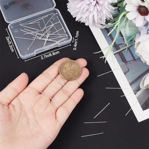 Beebeecraft 1 Box 40Pcs 925 Sterling Silver Flat Head Pins 25mm/1in Jewellery Flat Headed Wire Pins for DIY Pendant Making Findings (Tray: 1.5mm) - Image 3