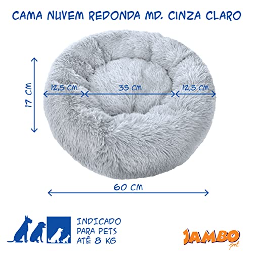 JAMBO PET, Cama Para Pets, Gatos E Cachorros, Nuvem, Porte Médio, Macia E Confortável, Cinza, 60x15c