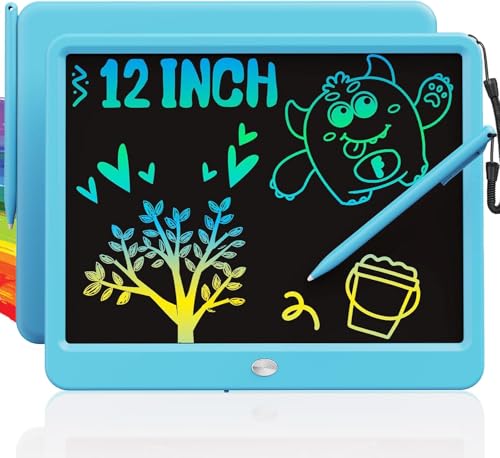 Image of TEKFUN 12 Inch LCD Writing Tablet for Kids, Coloring Drawing Pad, Mess Free Doodle Board, Airplane Travel Toys for Boys and Toddlers, Road Trip Essentials, Gifts for 3 4 5 6 7 8 Year Old Girls(Blue)