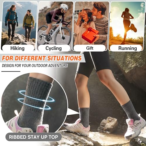 Image of Sandsuced 5 Pack Merino Wool Boot Hiking Socks for Women Warm Winter Thick Thermal Cozy Work Soft Ladies Socks