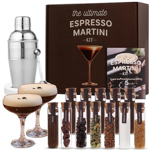 Espresso Martini Gifts– Premium Cocktail Kit - Espresso Martini Kit Maker Set with Glasses, Party-Ready Accessories, Birthday Gifts for Women, Gifts for Mom