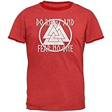 Do Right Fear No One Valknut Viking Odin Mens Ringer T Shirt Heather Red-Red X-LG