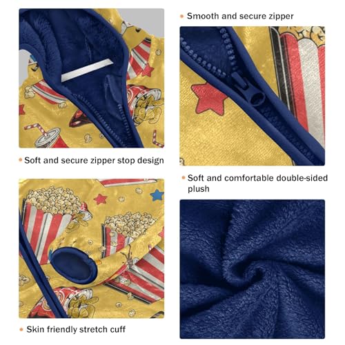 Popcorn Snack Drink Cup Girls Fleece Jacket Girls Fall Jacket Girls Zip Up Hoodie Girls Sherpa Jacket 2-10T3