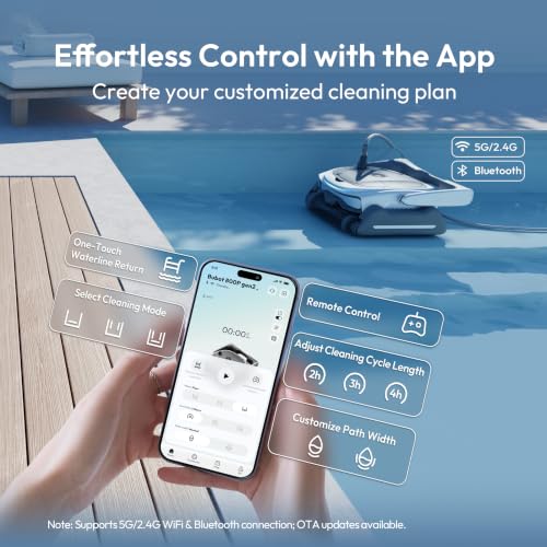 Image of (2026 New) BUBLUE Bubot 800P Gen2 Robotic Pool Vacuum,Cleans Floor /Wall /Waterline /Shallow Area,Powerful Suction Pool Cleaner,Smart Navigation,App Control & Scheduling for Pools up to 1,076 Sq.Ft.Grey