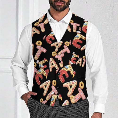 EAT Foodie Trendy Vest Suit for Men V Neck Formal Dress Waistcoat Vests Business Slim Fit4