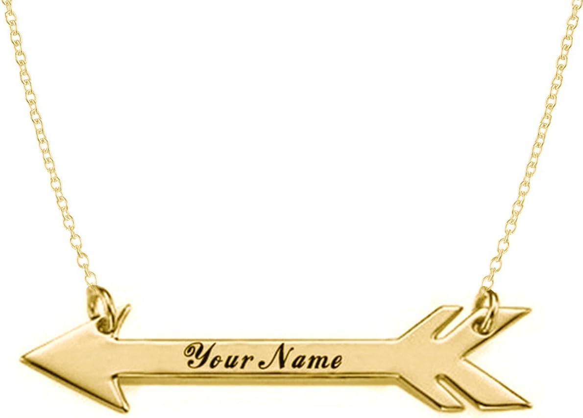 HACOOL 18k Gold Plated Personalized Arrow Name Necklace Custom Made with Any Names