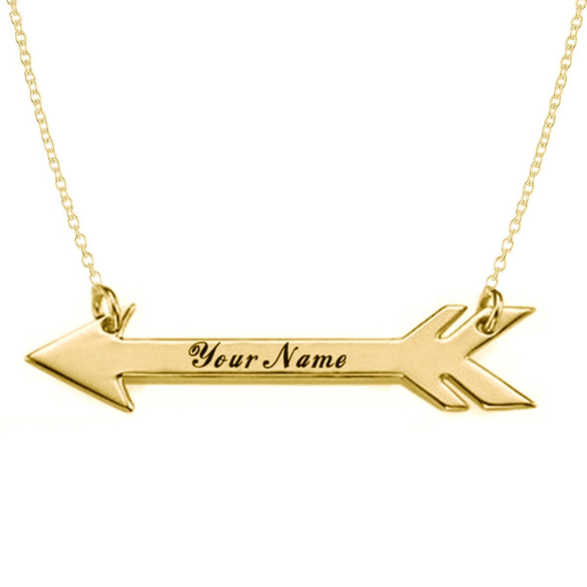 HACOOL 18k Gold Plated Personalized Arrow Name Necklace Custom Made with Any Names