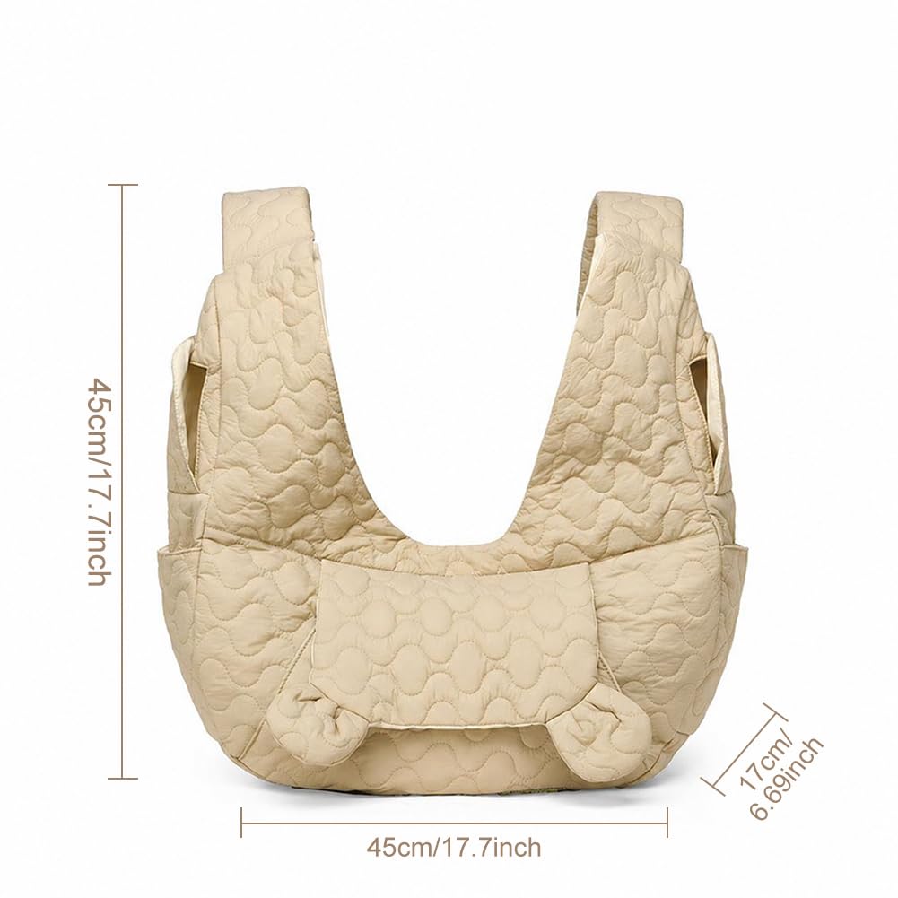 Bolsa para perros de hasta 10 kg, bolsa manos libres para perros pequeños con correa ajustable, mochila delantera para perros, para caminar, actividades al aire libre y senderismo (caqui)