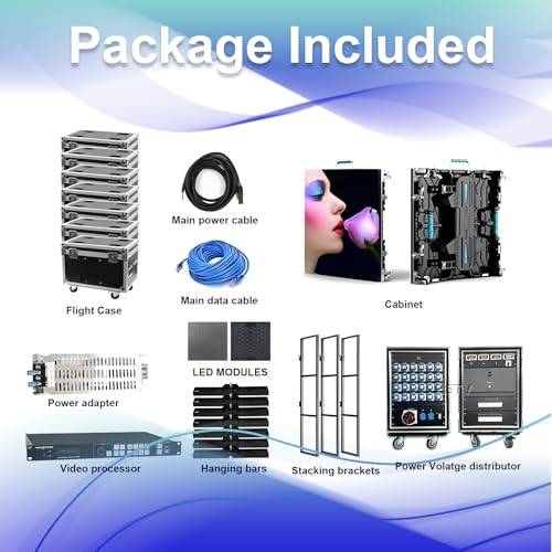 Image of P3.91 Indoor LED Display Screen with Flight Case, 3840Hz High Refresh Rate LED Video Wall Panel, Aluminum Cabinet, Easy Setup for Stage Events, Trade Shows, Conferences and Rental Use (107.64 sq.ft.)