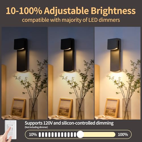 Image of IP65 Waterproof Outdoor Modern LED Wall Light Fixtures, Black Exterior Wall Sconces 32W 3000K, Porch Patio Light Fixture Outdoor Wall Lights Outside Lights for House Garage Front Door 2 Pack