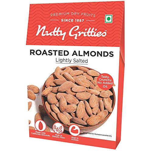 Image of Nutty Gritties Salted Almonds Premium Pack 250g- Roasted and Lightly Salted, Non Fried, Zero Oil, Crunchy Healthy Snack