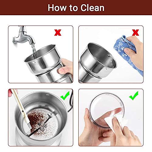 Mahlwerk für Kaffeebohnen Herausnehmbare Pulvermühle Gewürze und Kaffeemühle Elektrisch mit Edelstahlklingen für… – Bild 8