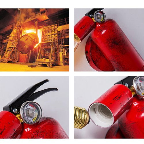 Modeen Red Fire Extinguisher Creative Wall Lamp Retro Industry Iron Wall Light Modern Bar Restaurant Aisle Wall Lamp Indoor E27 Wall Sconce