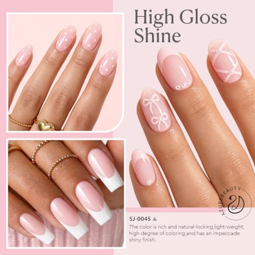 Image of AZUREBEAUTY 18ML Milky Pink Jelly Sheer Natural Gel Nail Polish | Jelly Pink Natural Translucent Soak Off UV /LED Gel Polish for French Tips, High Gloss Nail Art Gel for DIY Manicure Salon Use
