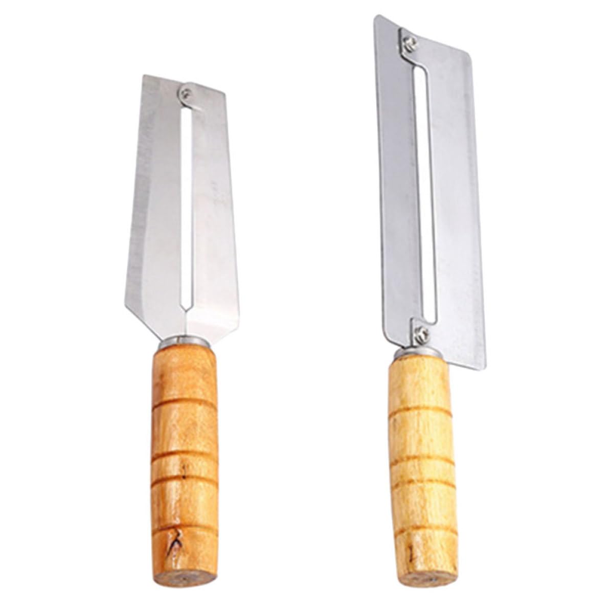 Pelador de acero inoxidable Angoily de 2 piezas con mango de madera cómodo