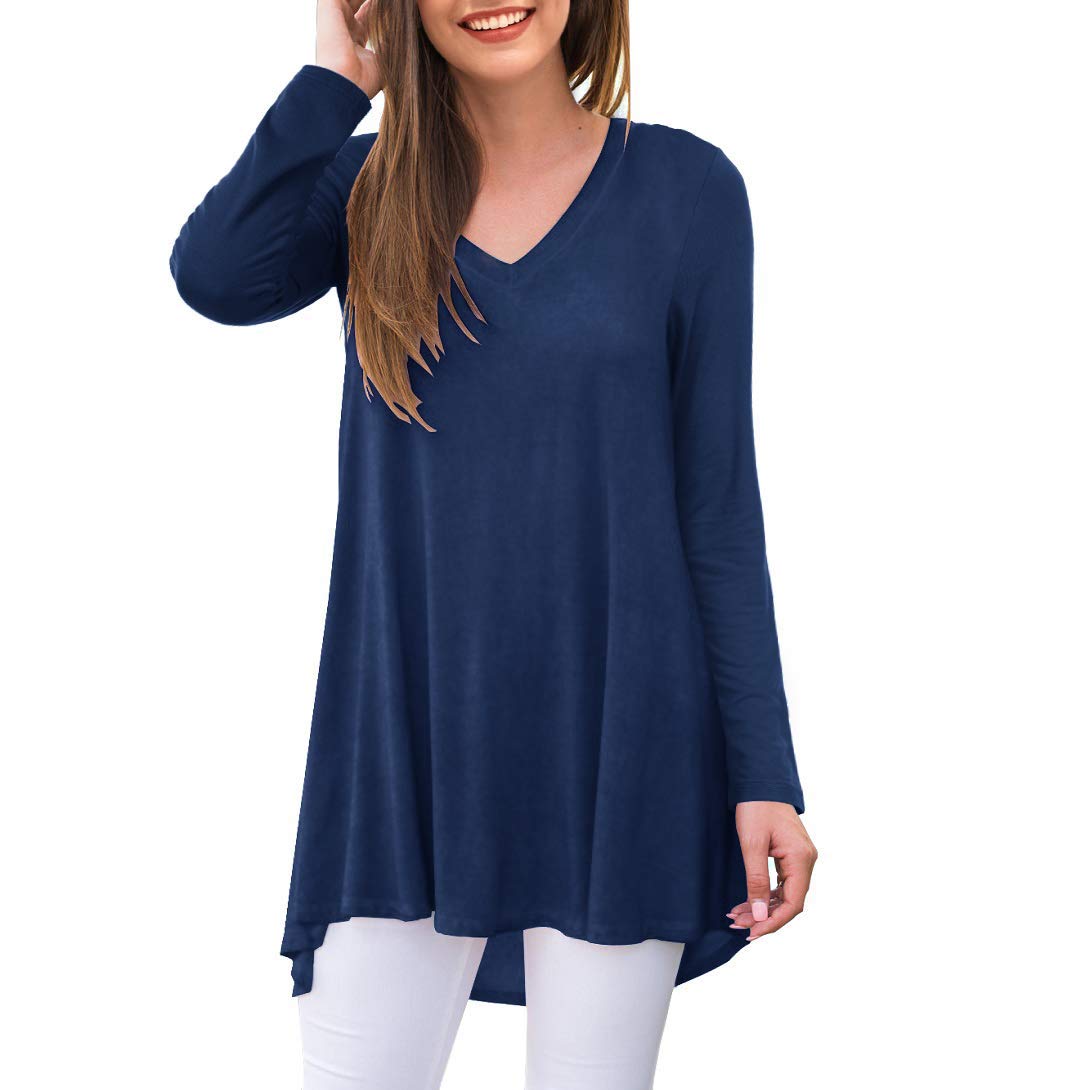 AWULIFFANWomen's Fall Long Sleeve V-Neck T-Shirt Sleepwear Tunic Tops Blouse Shirts