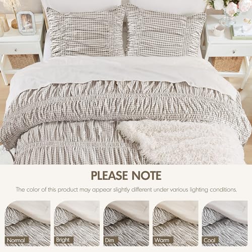 Image of Intelligent Design Ruched Shabby Chic Brown King Comforter Set, 3pc | Girls Bedding Set, French Country, All Season Down Alternative, Cozy, Machine Washable, Lightweight, Breathable