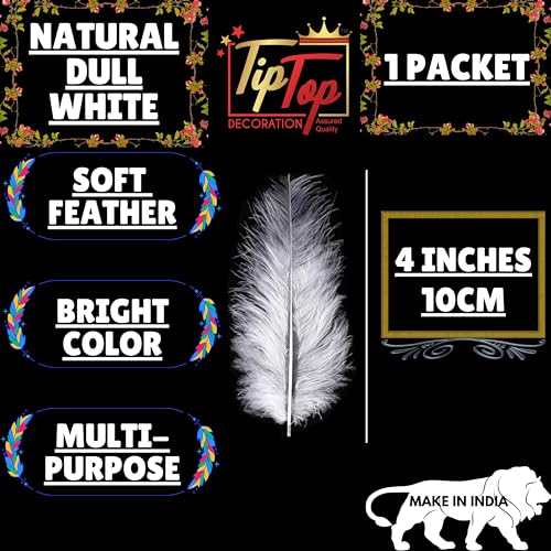 Image of Natural Dyed Feathers 10 cm (80 pieces) (Natural Dull White)