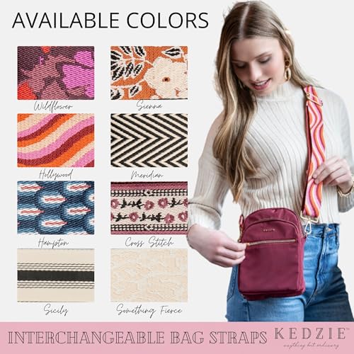 Image of KEDZIE Embroidered Interchangeable Bag Straps Adjustable Length 55 inch Handbag Purse 2-inch Wide Guitar Style Crossbody Strap