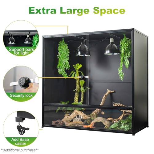 Image of Reptile Tank 230 Gallon, 48 inchx24 inchx46 inch Large Reptile Enclosure for Bearded Dragon and Ball Python, Extra Tall Snake Terrarium with Front Opening Tempered Glass Door, Combination Lock
