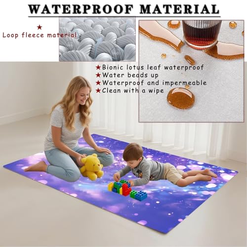 Tapis en pile bouclée moderne violet 120x180cm résistant à l'eau