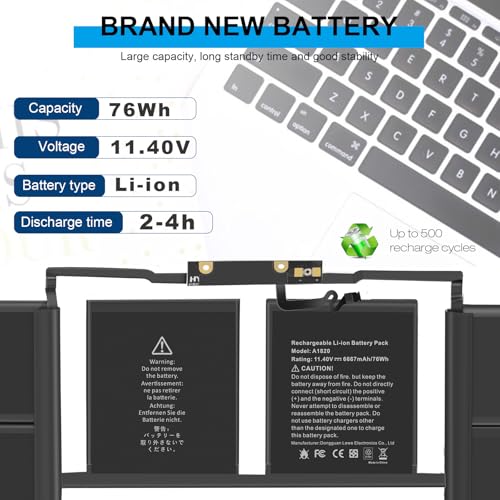 Image of ASUNCELL A1707 A1820 Battery for MacBook Pro 15 inch 2016 2017 Touch Bar Version Model A1707 EMC 3162 3072 Identifier MacBookPro13,3 & MacBookPro14,3