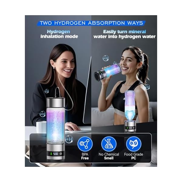 4.0 Upgrade 2PCS Hydrogen Water Bottle & Hydrogen Absorption 【NO.1-100% Odorless】【SGS Certification - 6000PPB】 Hydrogen Water Bottle - 2025 SPE PEM，Hydrogen Can be Produced from Mineral Water - Image 6