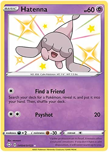 Hatenna SV054/SV122 Shiny Rare Pokemon Card (Shining Fates) + 1x TitanCards® Toploader