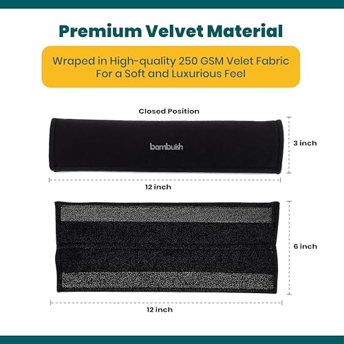 Image of Car Seat Belt Shoulder Pads (Pack of 2) Car Safety Belt Soft Pad Cover for Comfortable Driving, Universal Fit for All Cars and Backpack (Black Color, 12 Inch Length)